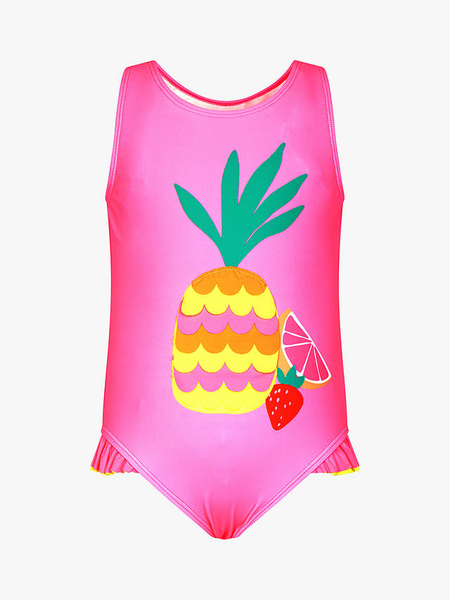 Angels by Accessorize Kids' Pineapple Print Swimsuit, Pink/Multi