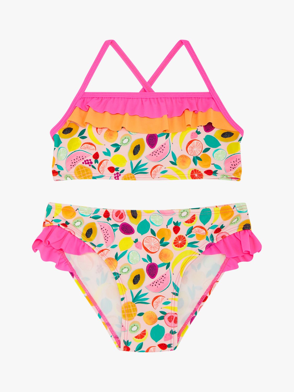 Angels by Accessorize Kids' Fruit Print Ruffle Detail Bikini, Multi at ...