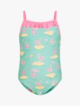 Angels by Accessorize Kids' Flamingo Print Swimsuit, Green/Multi