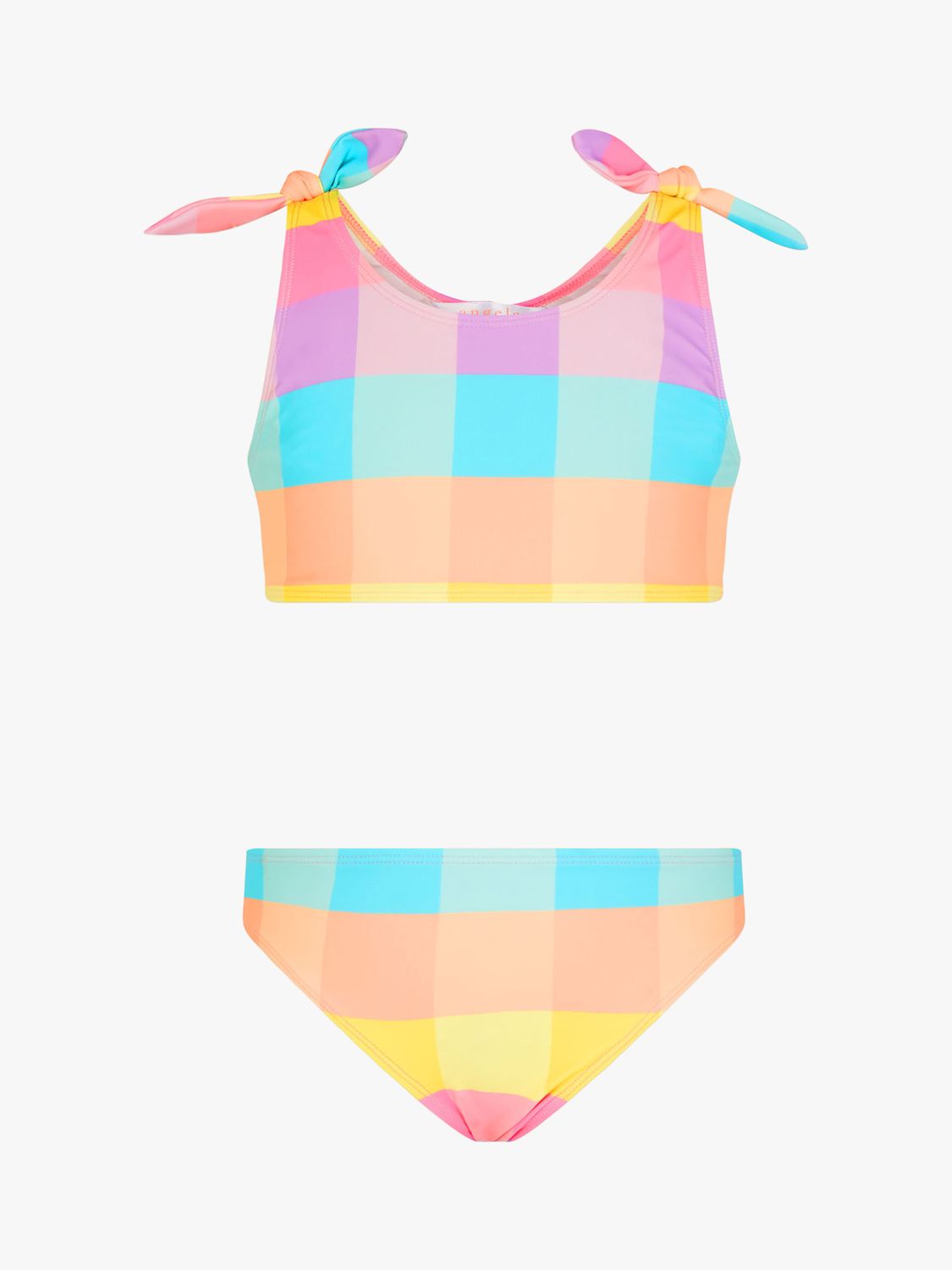 Angels by Accessorize Kids' Check Bow Detail Bikini, Multi, 5-6 years