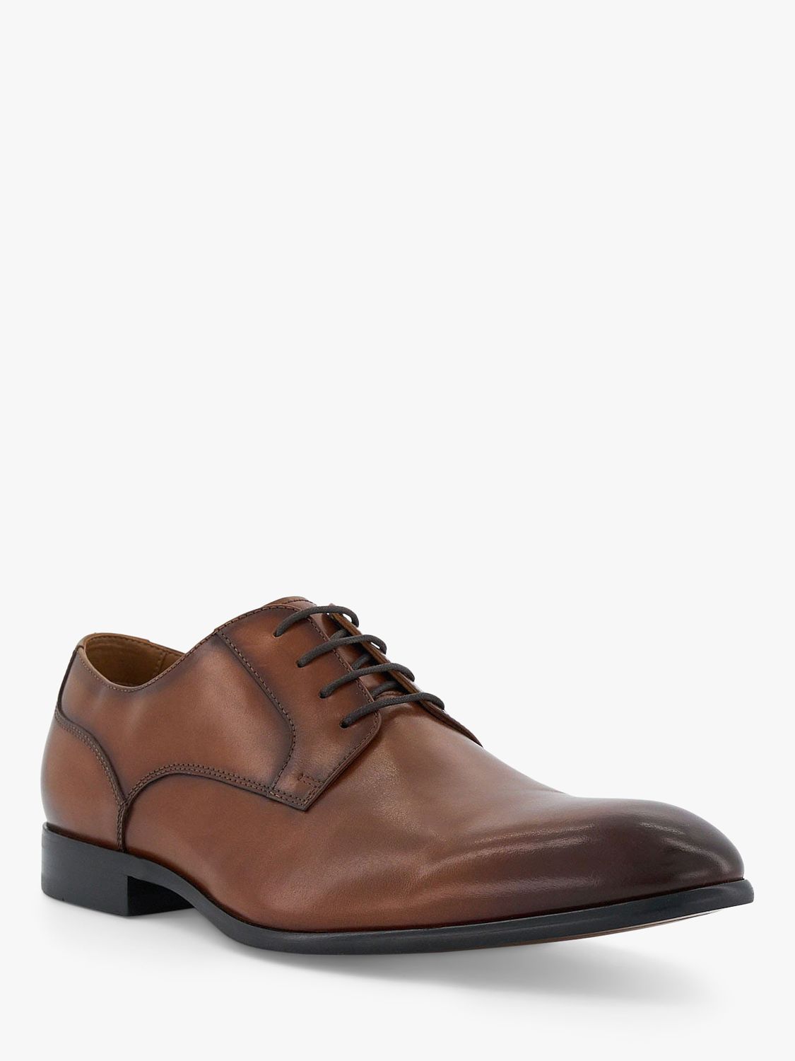 Dune Southwark Leather Lace Up Shoes, Dark Tan at John Lewis & Partners