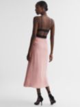 Reiss Cara Strappy Cut Out Midi Dress, Pink/Black