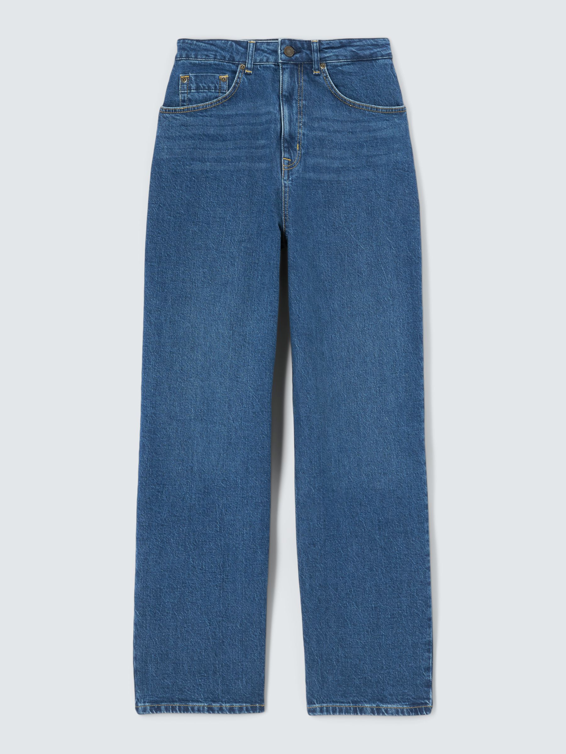John Lewis Premium Straight Leg Jeans, Mid Wash, 10