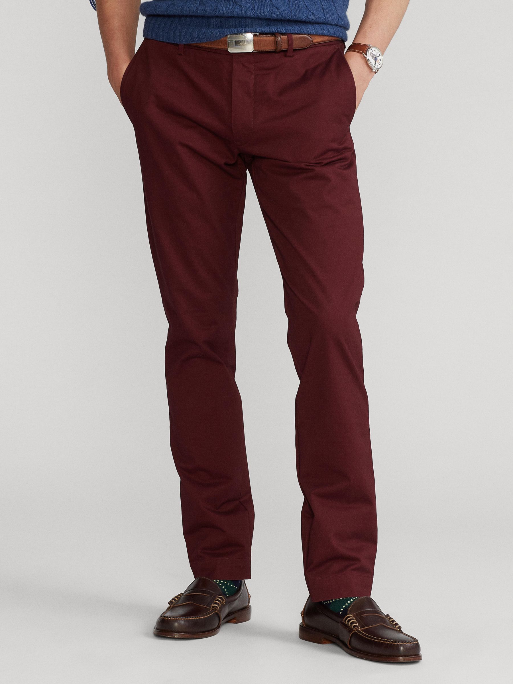 Polo Ralph Lauren Stretch Slim Fit Flat Front Trousers, Harvard Wine at ...