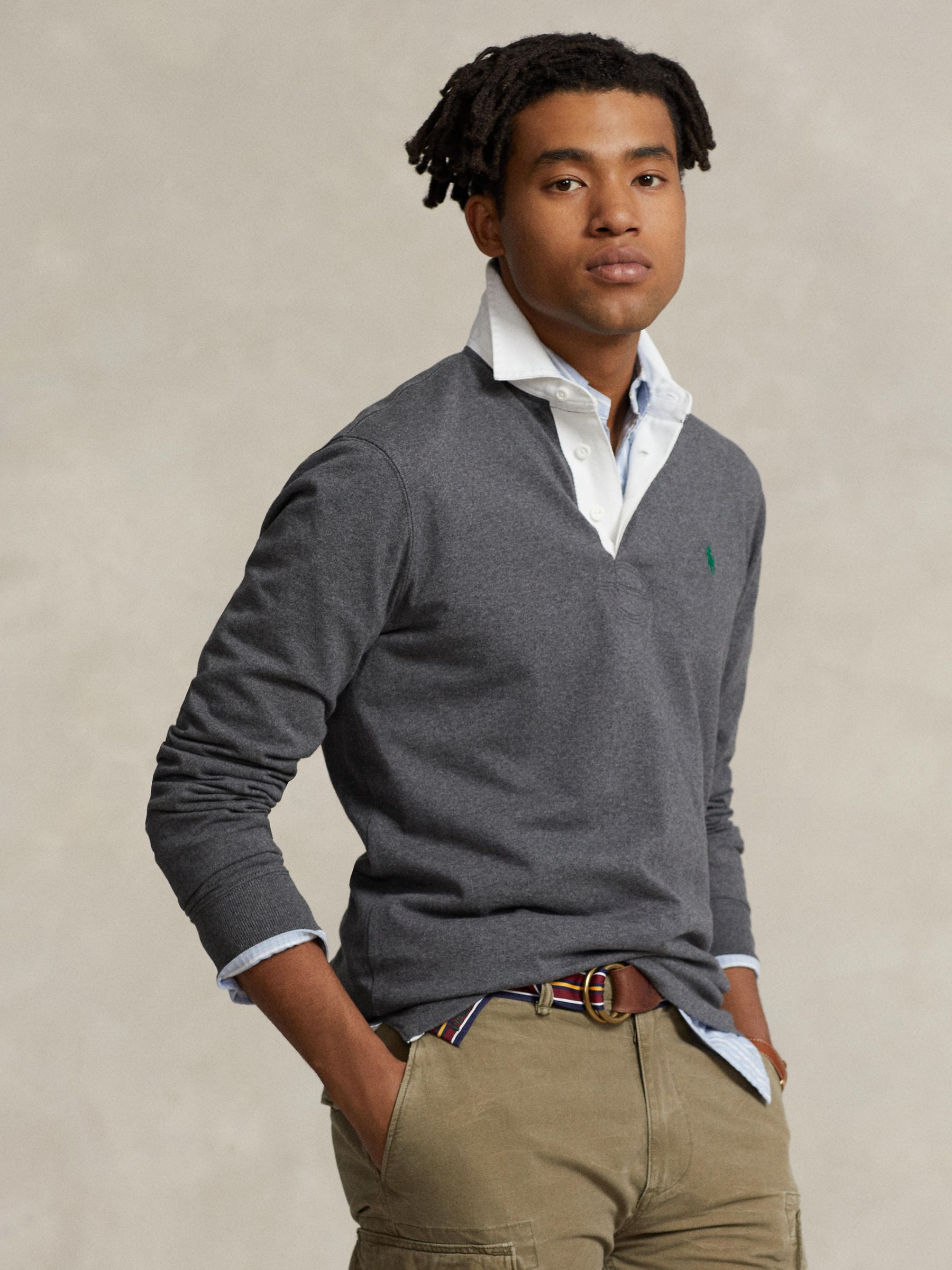 Polo Ralph Lauren Rugby Shirt, Barclay Heather at John Lewis & Partners