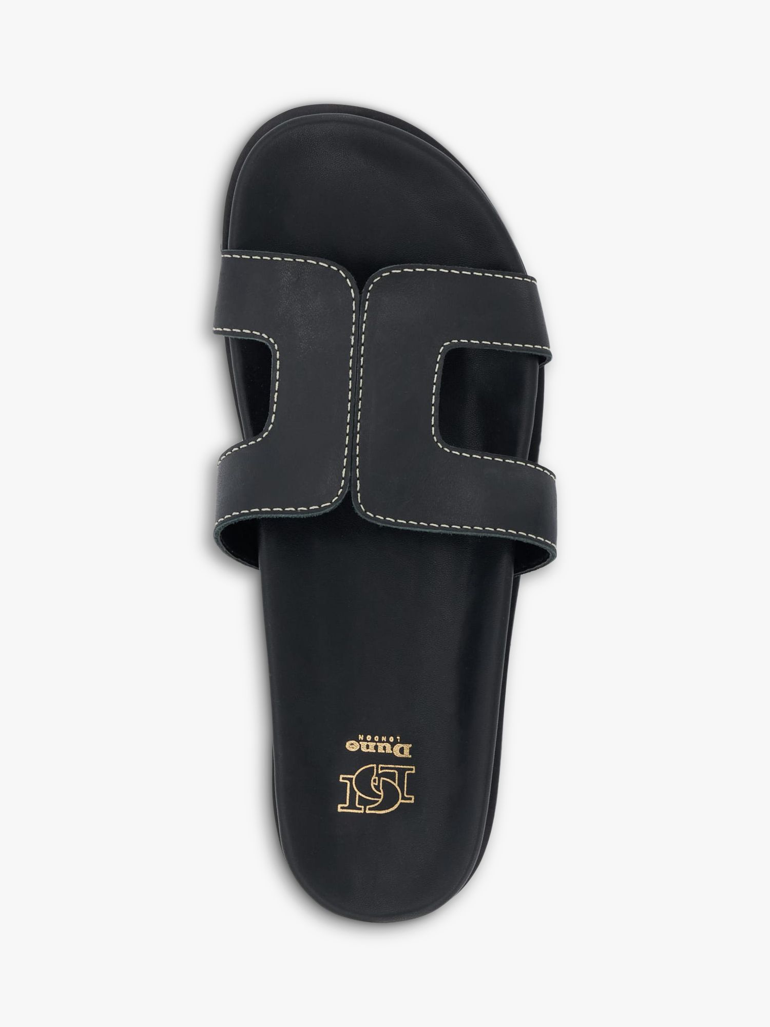 Buy Dune Loupa Topstitch Detail Flat Slider Sandals, Black Online at johnlewis.com