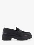 Dune Gaining Leather Loafers, Black