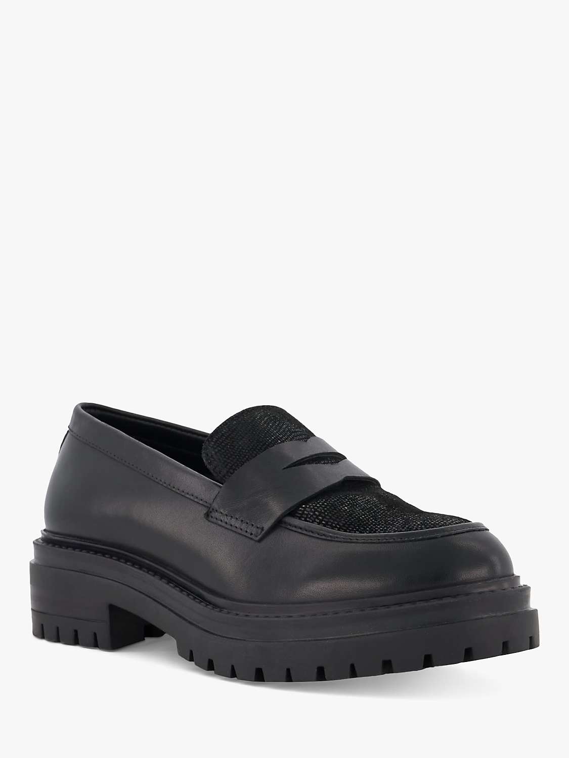 Buy Dune Gaining Leather Loafers, Black Online at johnlewis.com