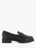 Dune Wide Fit Gild Leather Loafers, Black