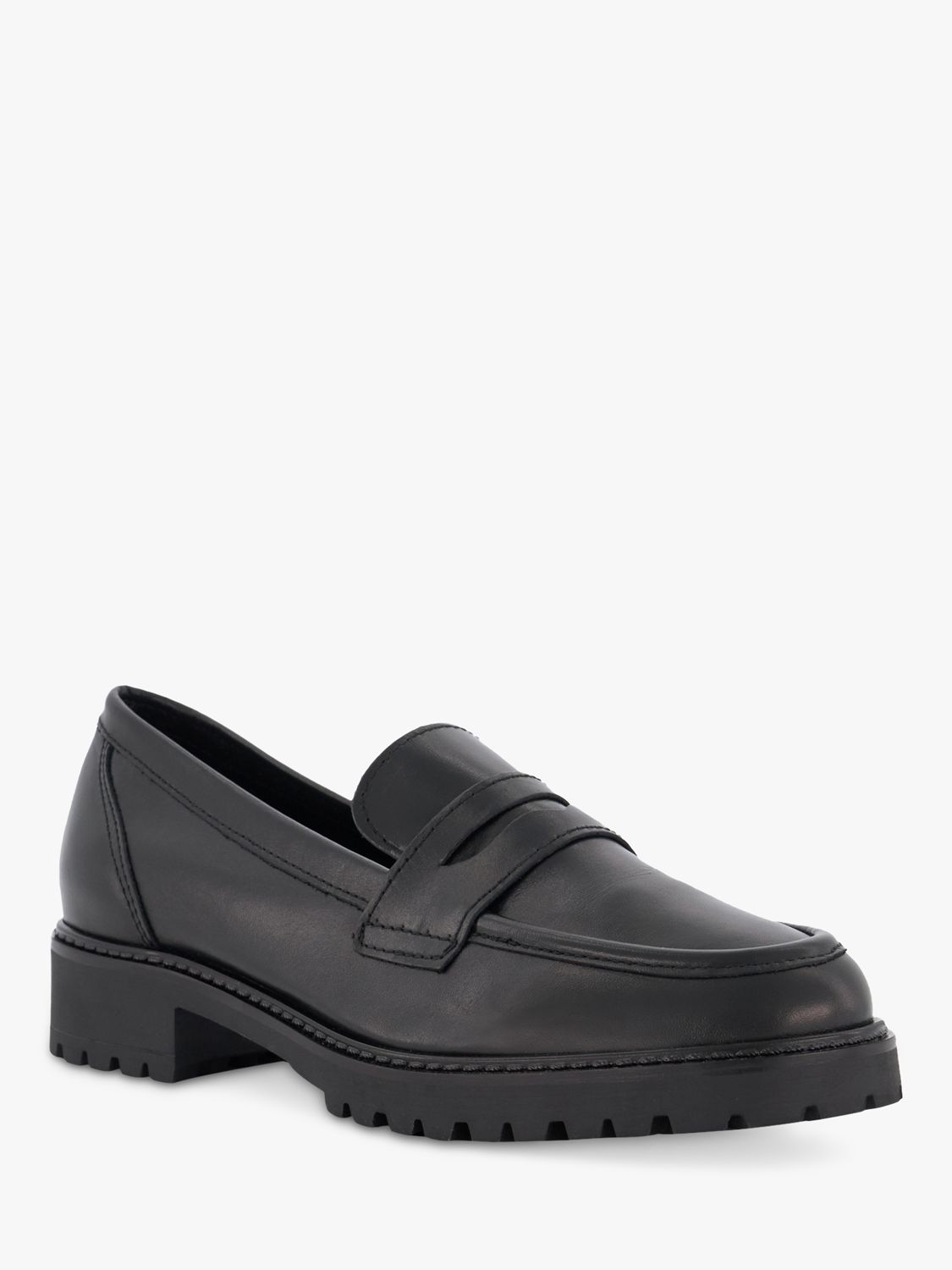 Dune Wide Fit Gild Leather Loafers, Black at John Lewis & Partners