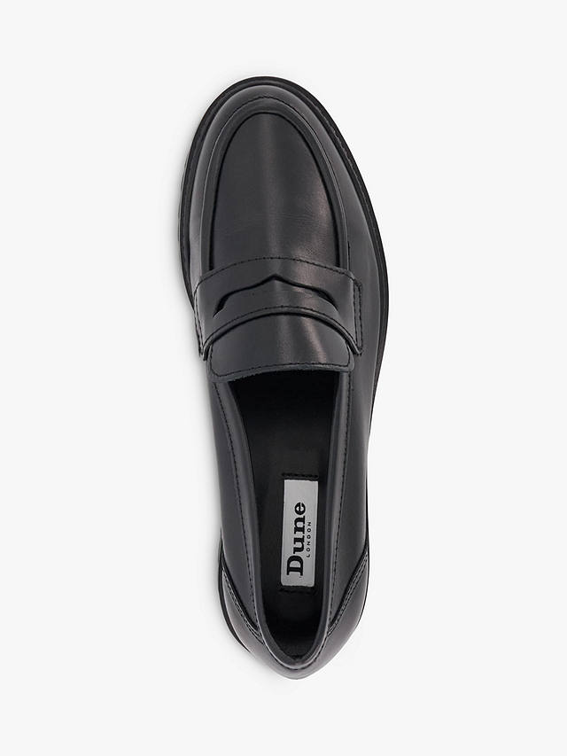 Dune Gild Leather Cleated Penny Loafer, Black-leather