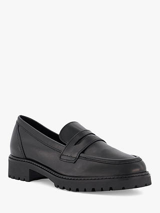 Dune Gild Leather Cleated Penny Loafer, Black-leather