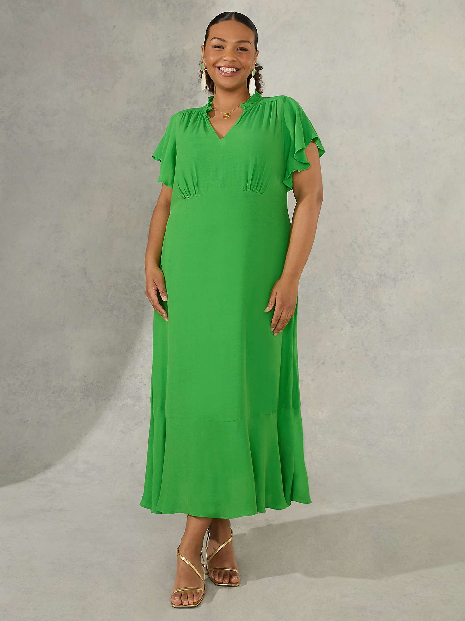 Buy Live Unlimited Curve Flutter Sleeve Dress, Green Online at johnlewis.com