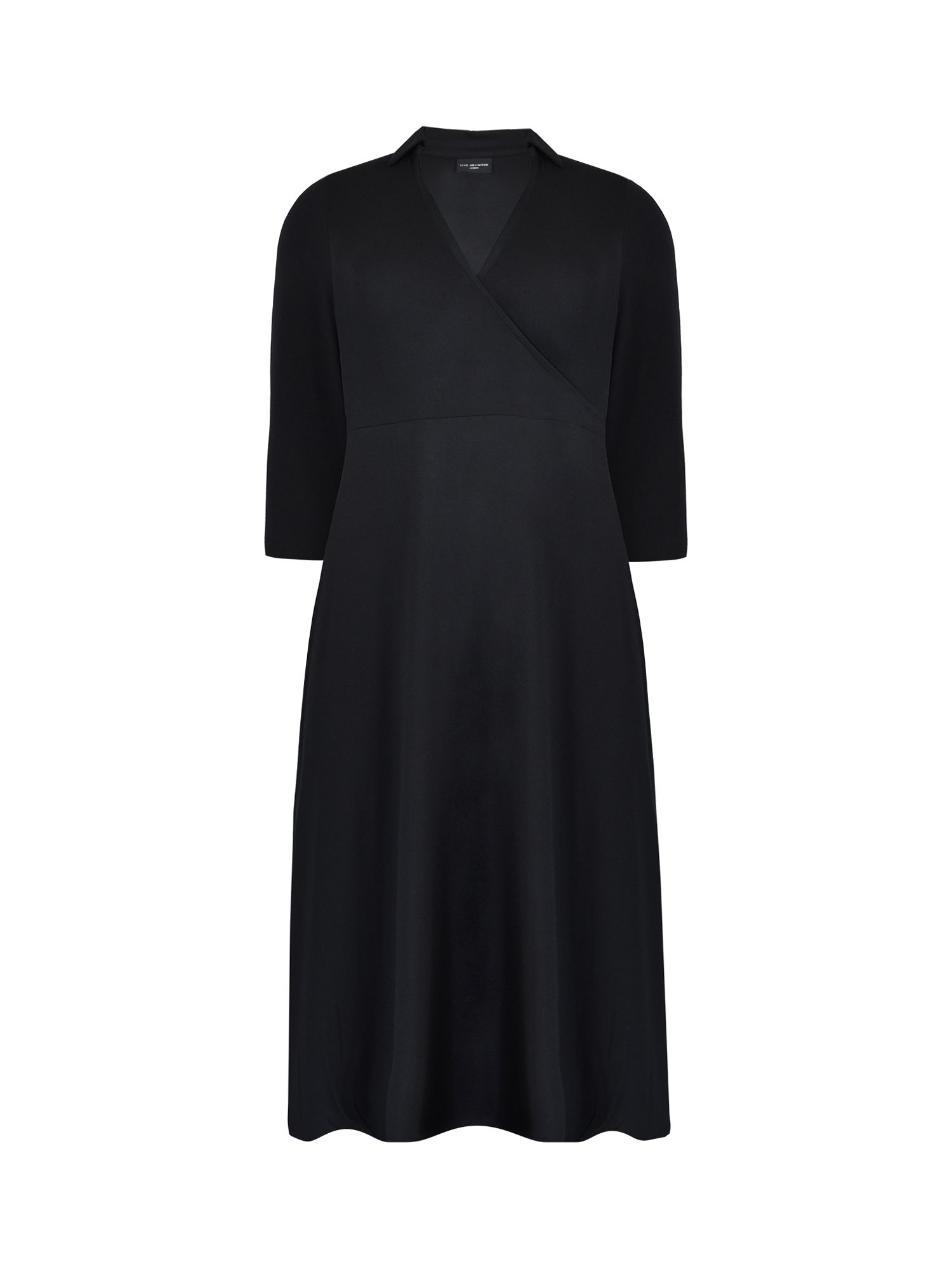 Live Unlimited Jersey Wrap Dress With Collar, Black at John Lewis ...