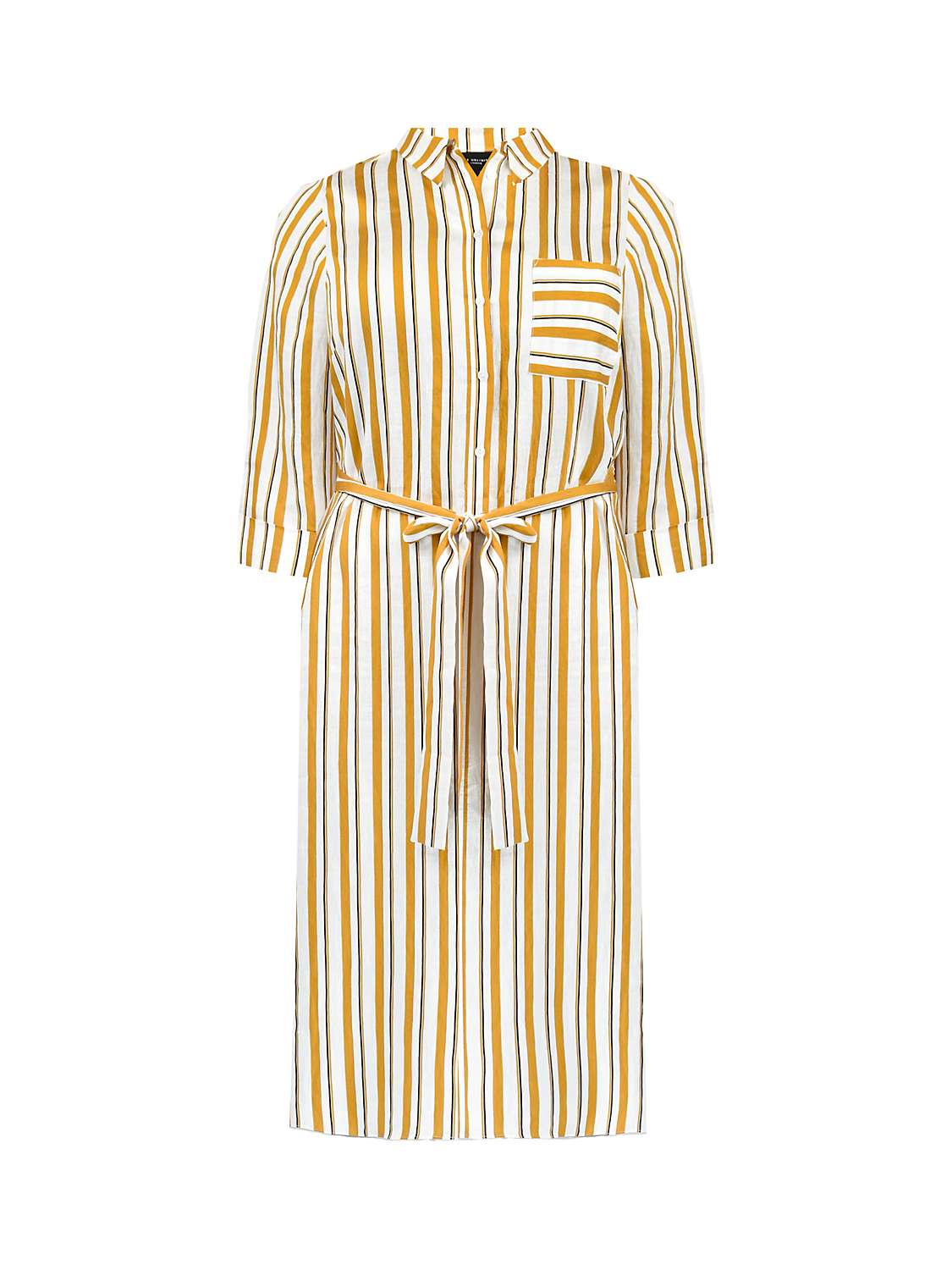 Live Unlimited Curve Linen Blend Stripe Shirt Dress, Camel/Multi at ...