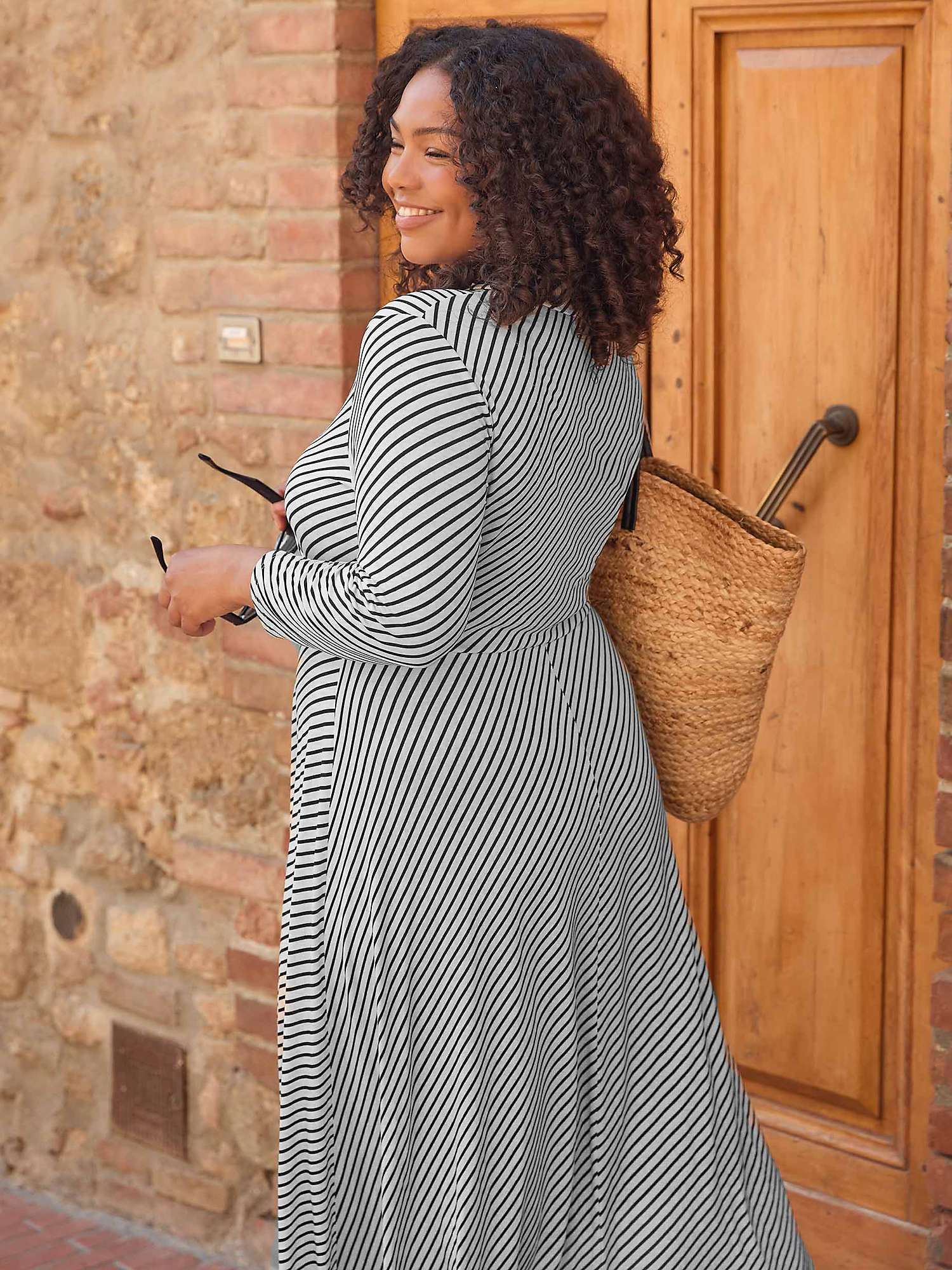 Buy Live Unlimited Curve Mono Stripe Jersey Wrap Dress, Black/White Online at johnlewis.com