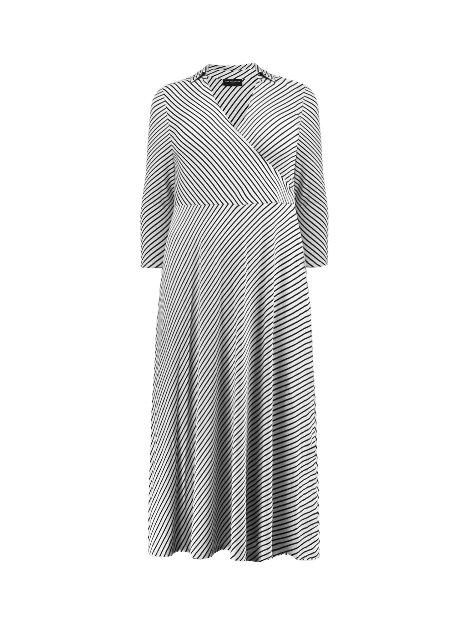 Buy Live Unlimited Curve Mono Stripe Jersey Wrap Dress, Black/White Online at johnlewis.com