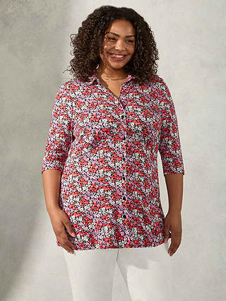 Live Unlimited Curve Ditsy Print Empire Seam Jersey Shirt, Multi