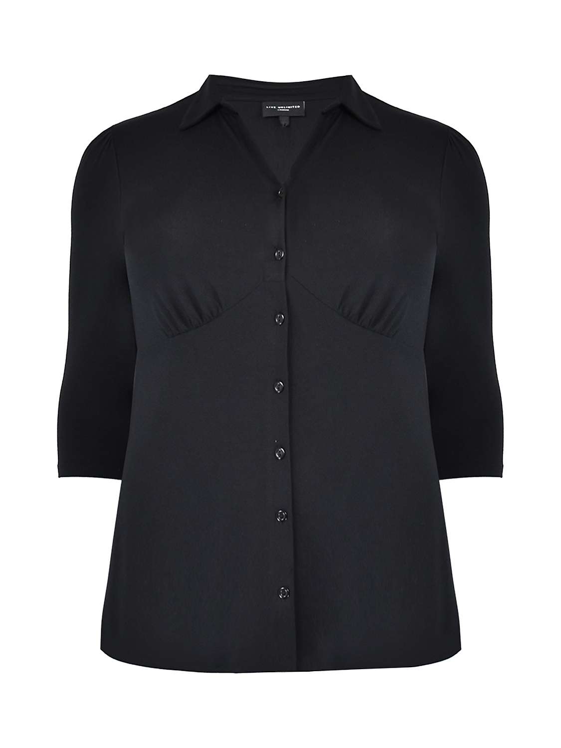 Buy Live Unlimited Curve Black Empire Seam Jersey Shirt, Black Online at johnlewis.com
