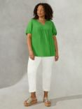 Live Unlimited Curve Yoke V-Neck Blouse, Green