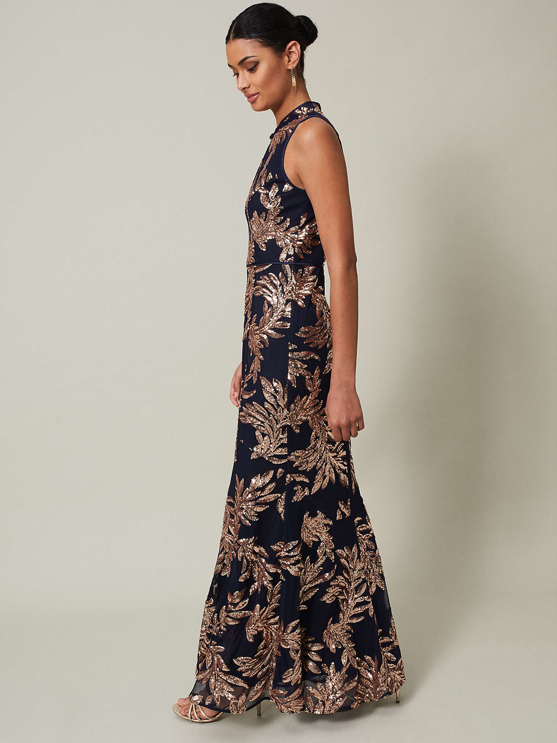 Buy Phase Eight Viviana Embellished Dress, Navy/Gold Online at johnlewis.com