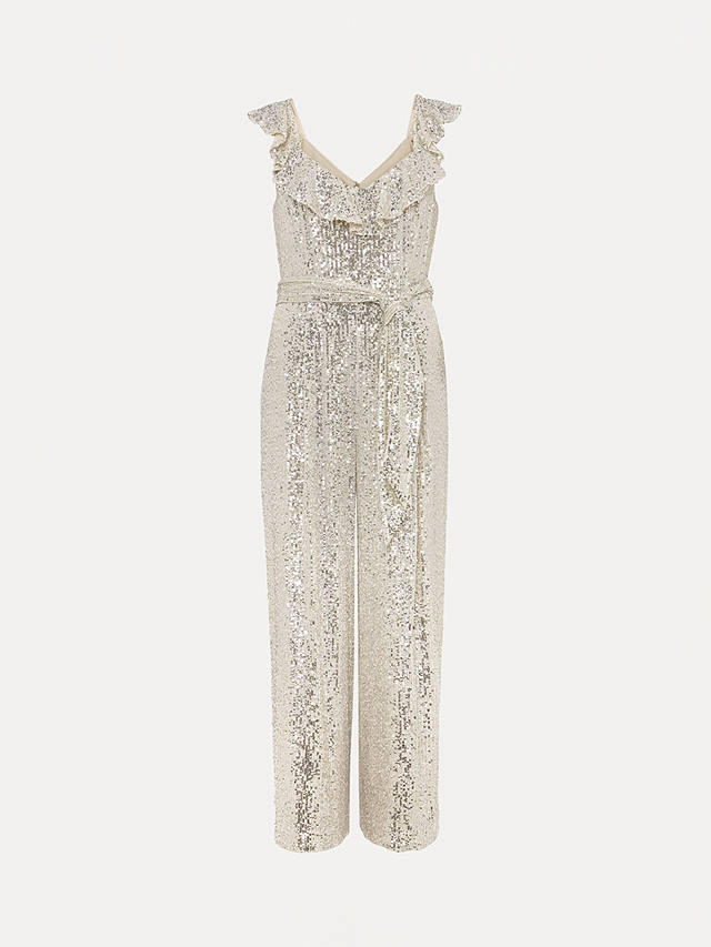 Phase Eight Tazanna Sequin Jumpsuit, Silver at John Lewis & Partners