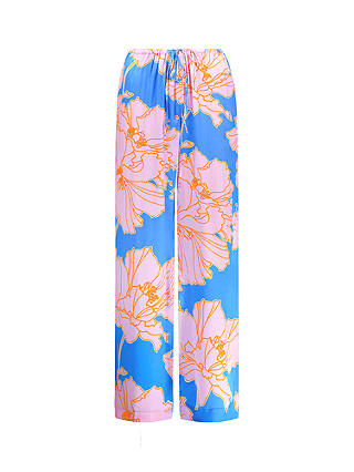 Ro&Zo Satin Floral Print Trousers, Blue