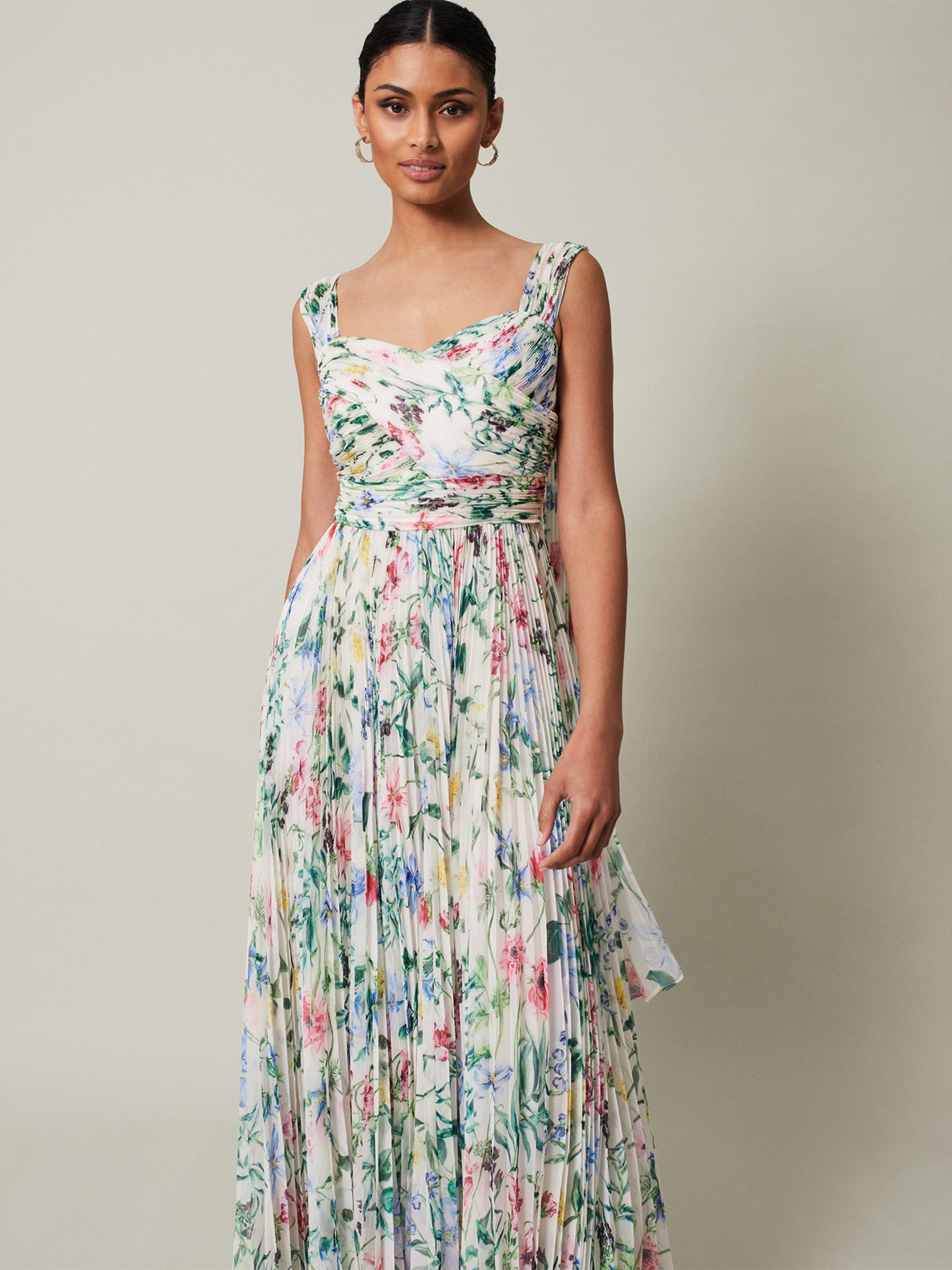 Phase Eight Collection 8 Gretal Floral Print Pleated Maxi Dress, Ivory ...