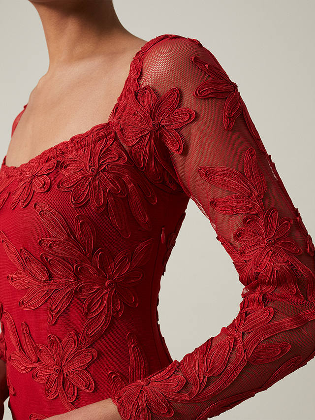 Phase Eight Alicia Tapework Lace Dress, Scarlet