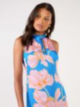 Ro&Zo Petite Floral Twist Neck Dress, Blue/Multi