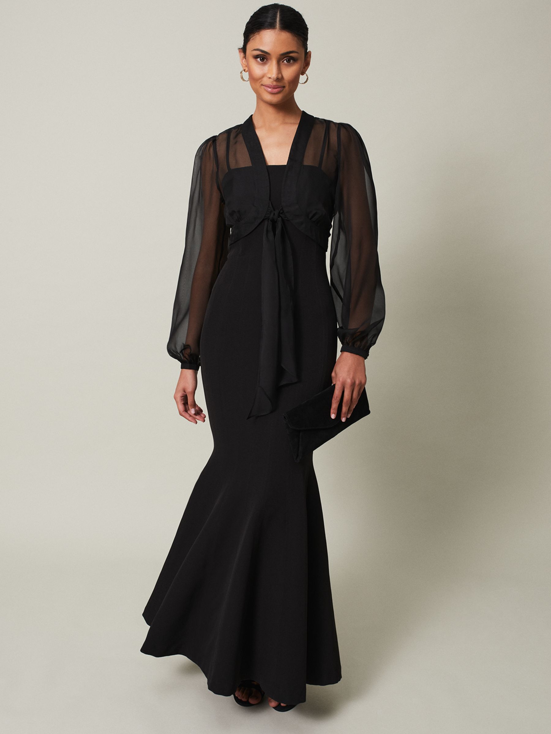 Long Sleeve Jersey Maxi Dress in Black - Roman Originals UK