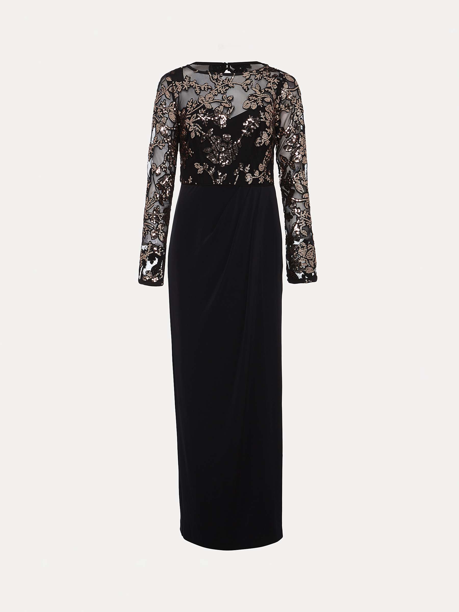 Phase Eight Collection 8 Jacinta Sequin Jersey Maxi Dress, Black/Gold ...
