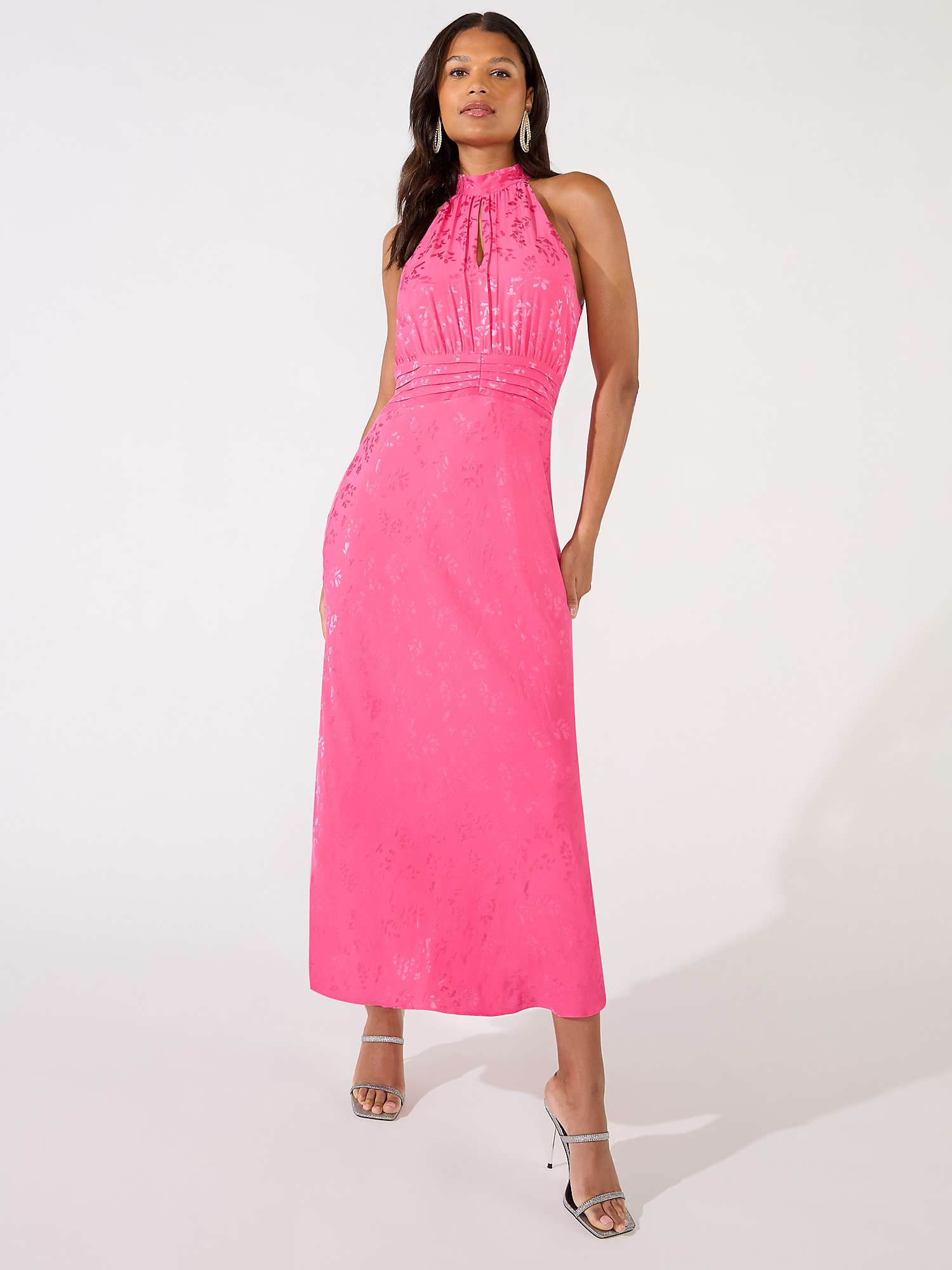 Buy Ro&Zo Petite Camilla Jaquard Satin Keyhole Dress, Pink Online at johnlewis.com