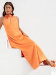 Ro&Zo Satin Twist Neck Midi Dress, Orange, Orange