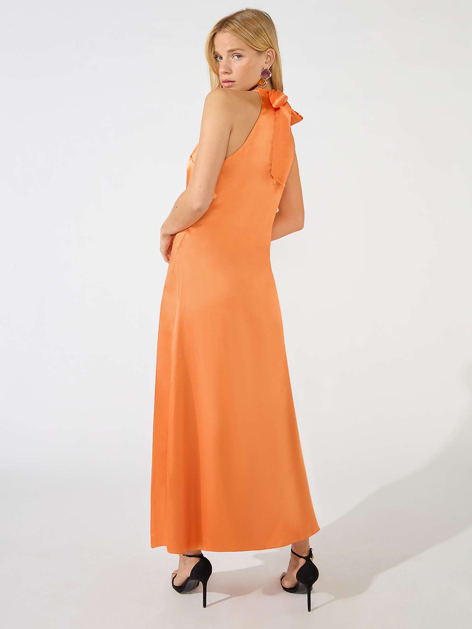 Buy Ro&Zo Satin Twist Neck Midi Dress, Orange Online at johnlewis.com