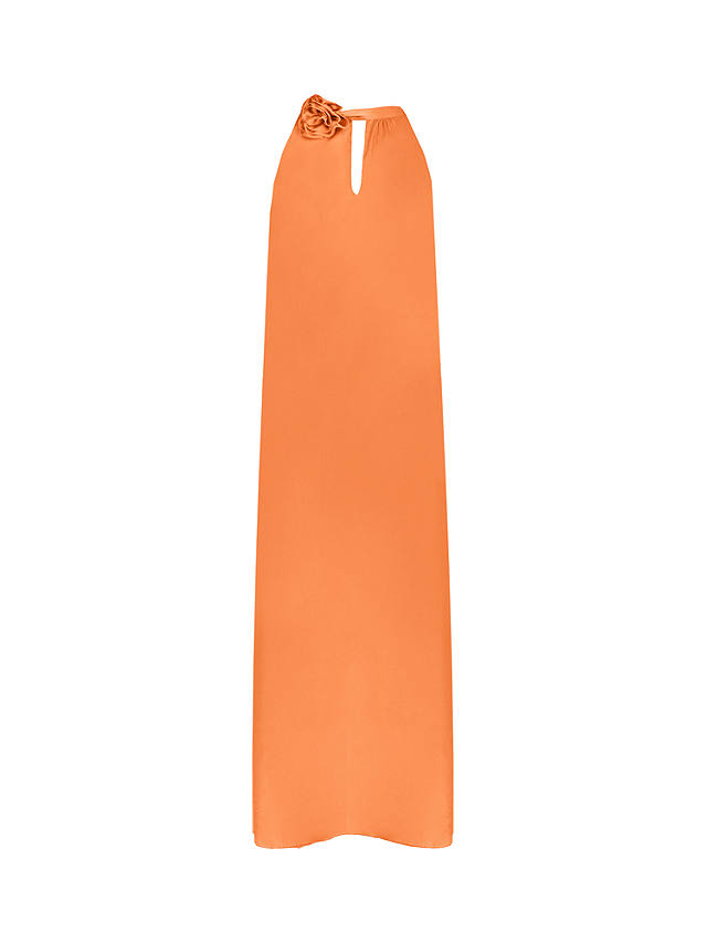 Ro&Zo Satin Twist Neck Midi Dress, Orange