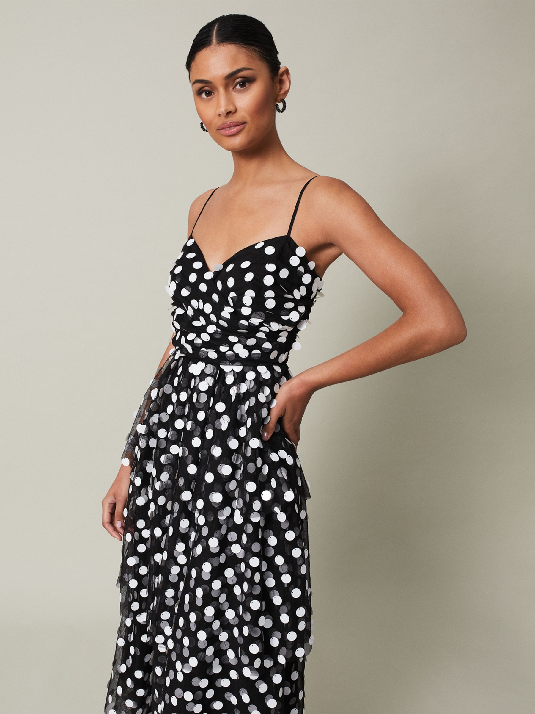 Buy Phase Eight Avianna Spot Dress, Black/Ivory Online at johnlewis.com