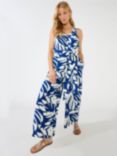 Ro&Zo Palm Print Culotte Jumpsuit, Blue, Blue