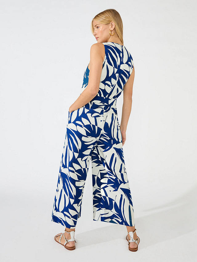Ro&Zo Palm Print Culotte Jumpsuit, Blue