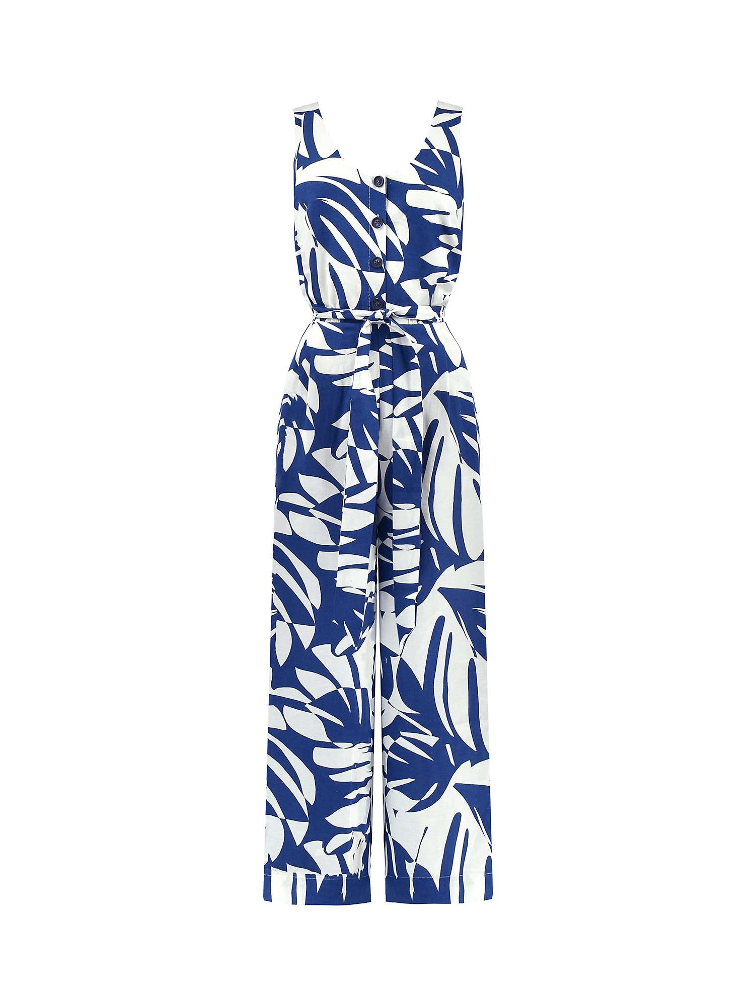 Buy Ro&Zo Palm Print Culotte Jumpsuit, Blue Online at johnlewis.com