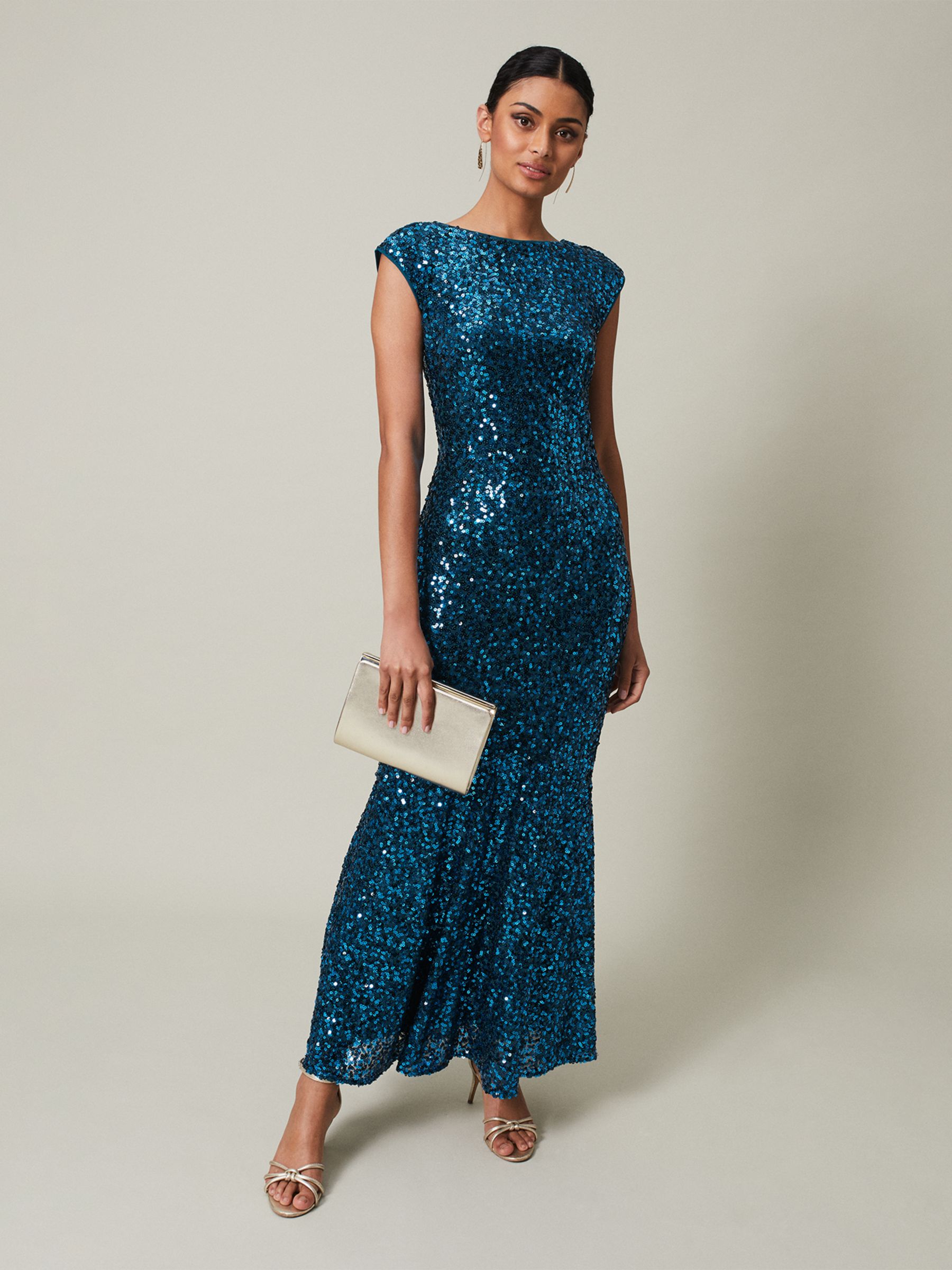 Phase Eight Collection 8 Haven Sequin Maxi Dress, Aquamarine at John ...