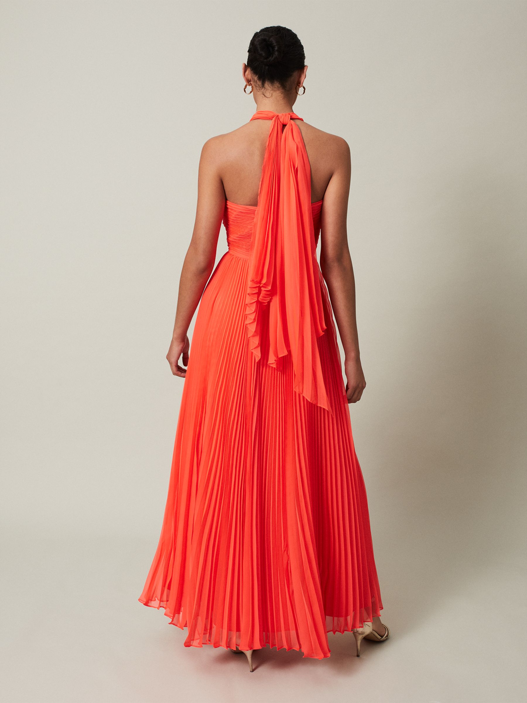 Phase Eight Textured Halterneck Swimsuit, Coral at John Lewis & Partners