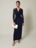 Phase Eight Layton Embellished Sleeve Dress, Navy, Navy