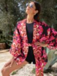 Ro&Zo Moroccan Rose Printed Kimono, Black/Multi