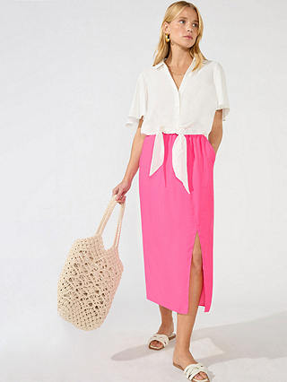 Ro&Zo Shirred Waist Midi Skirt, Pink