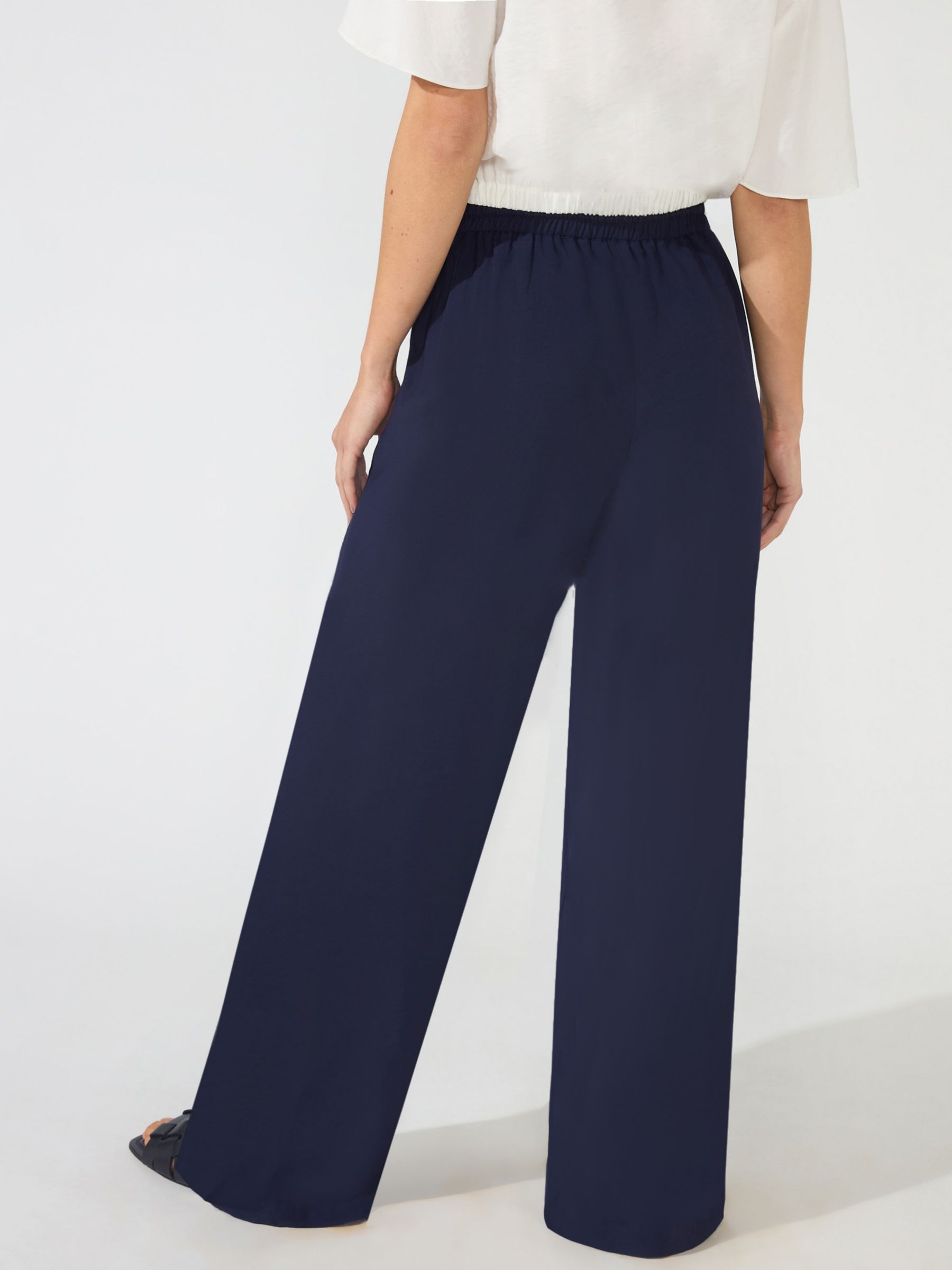 Ro&Zo Pull On Wide Leg Trousers, Navy at John Lewis & Partners