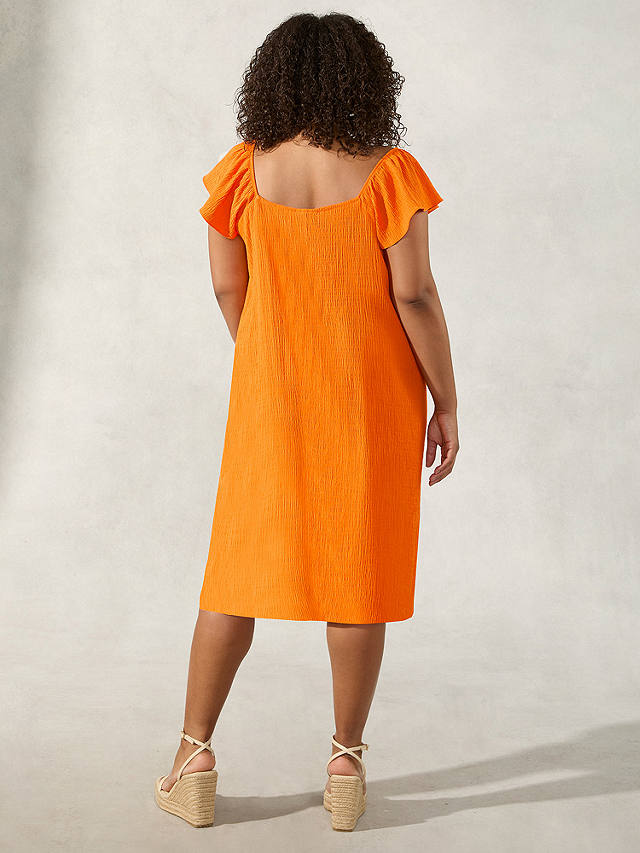 Live Unlimited Curve Frill Shoulder Sun Dress, Orange