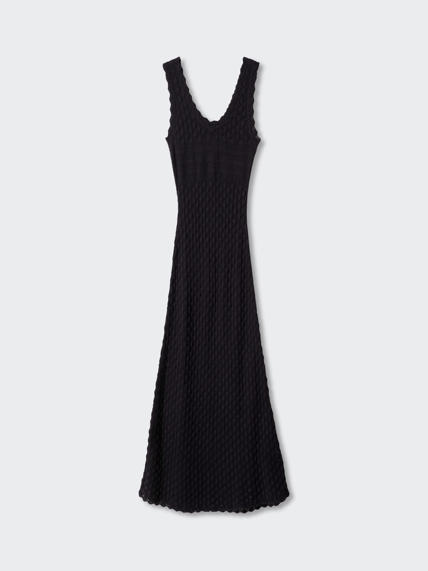 Mango Rustin Open-Work Long Dress, Black at John Lewis & Partners