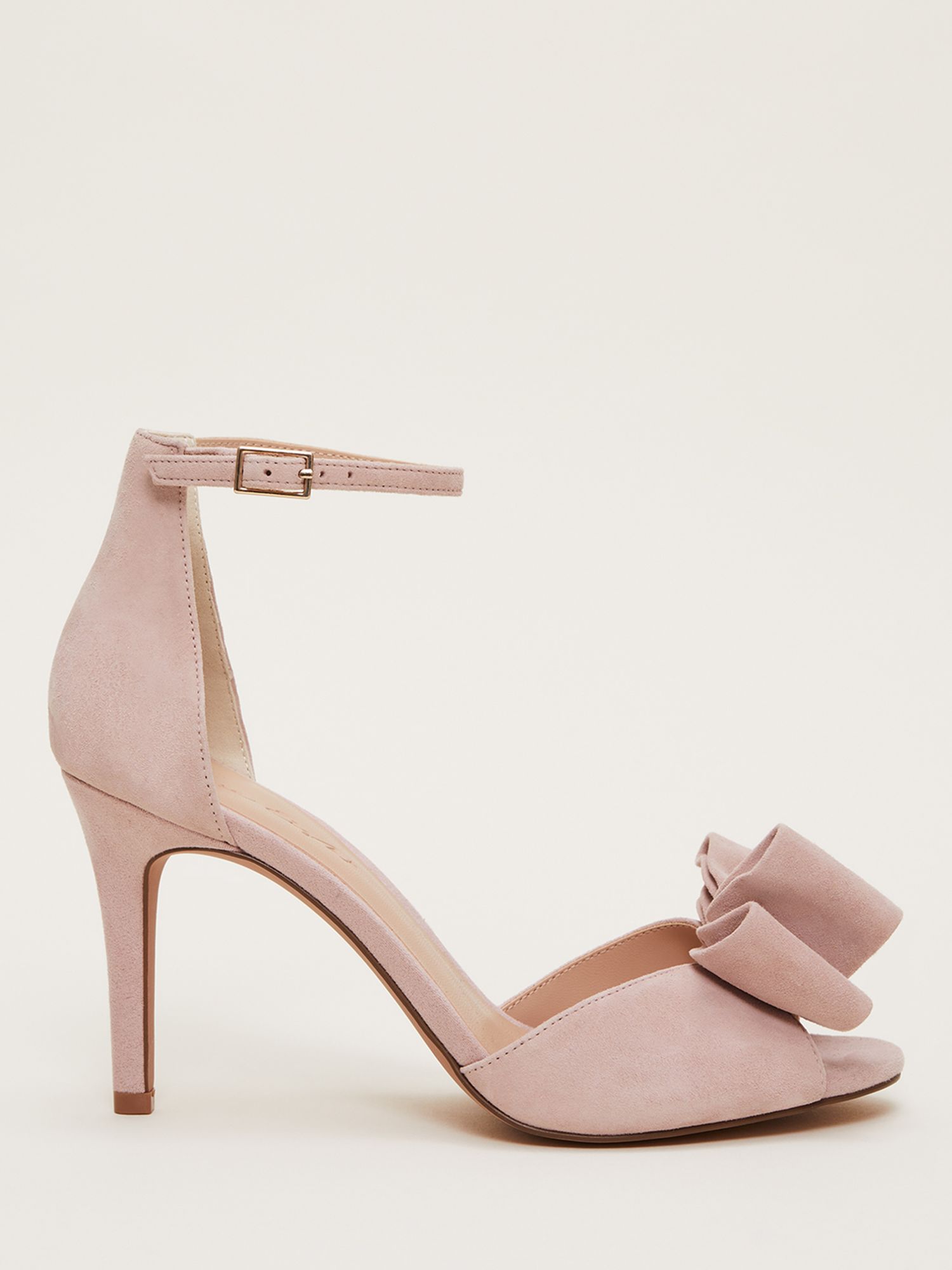 Suede Bow Front High Heel Sandals, Antique Rose at John Lewis & Partners