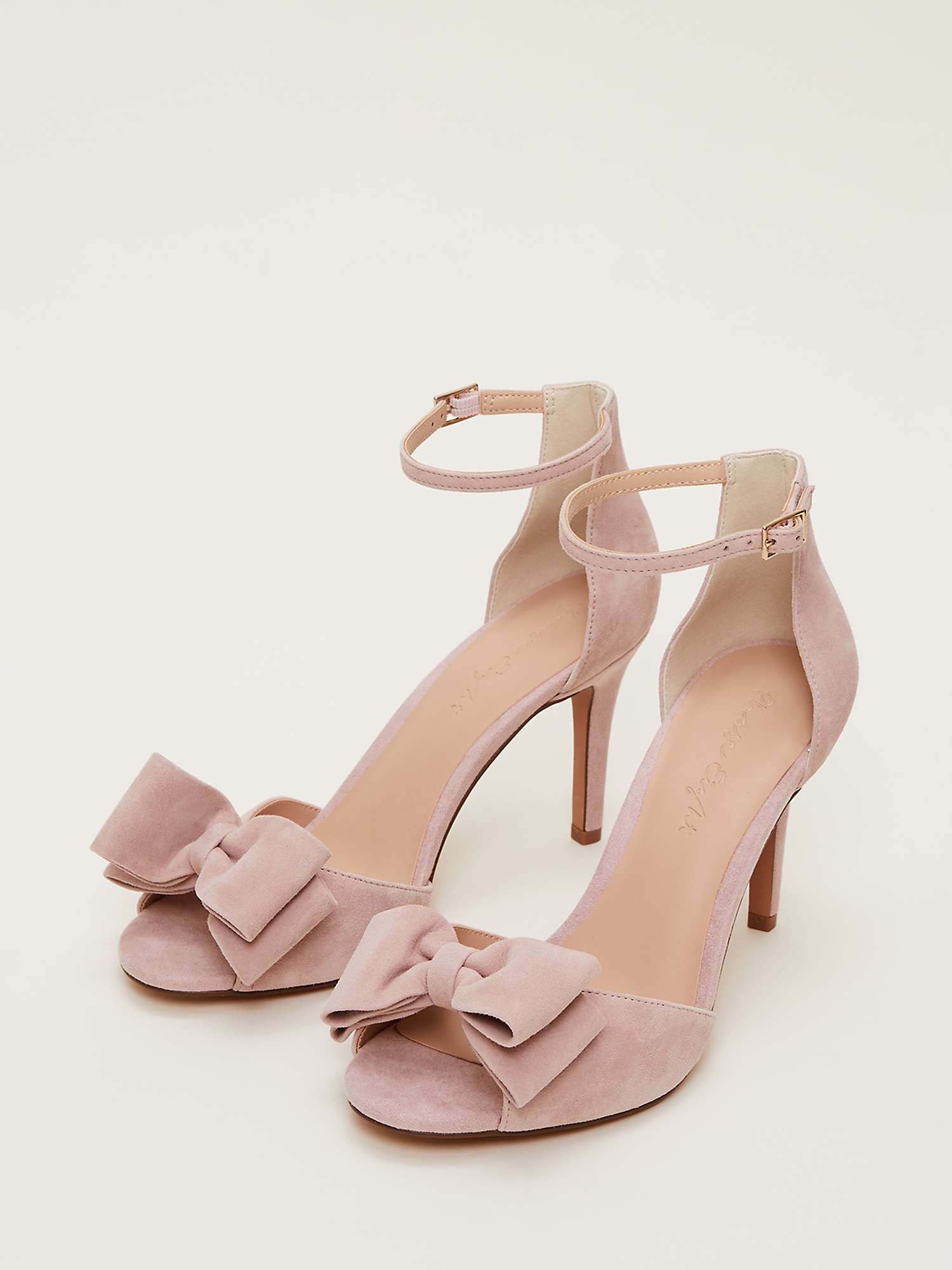 Buy Suede Bow Front High Heel Sandals, Antique Rose Online at johnlewis.com